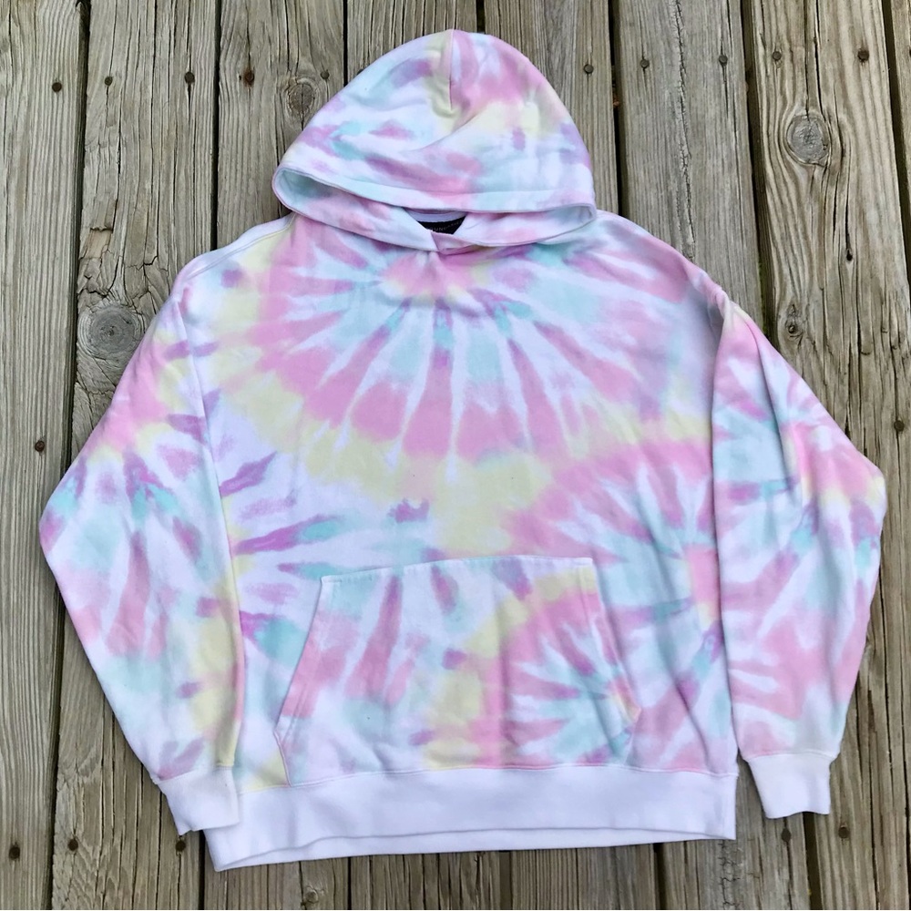 Mens NO BOUNDARIES Tie Dye Hooded Sweatshirt Kangaroo Pocket Pullover M 38-40